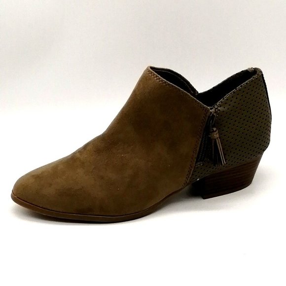 Old Navy Womens Side Zip Ankle Boot Green Faux Suede  Block Heel Almond Toe 10‎ - Picture 1 of 9